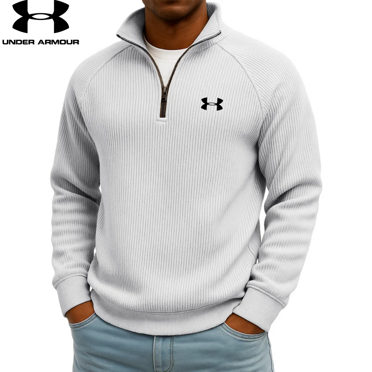 UM- Sweatshirt Quarter-Zip Côtelé