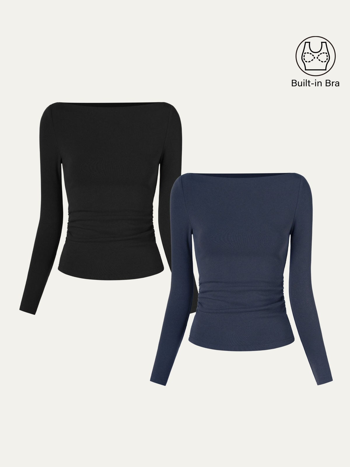 Modern Side Ruched Boatneck Brami Top
