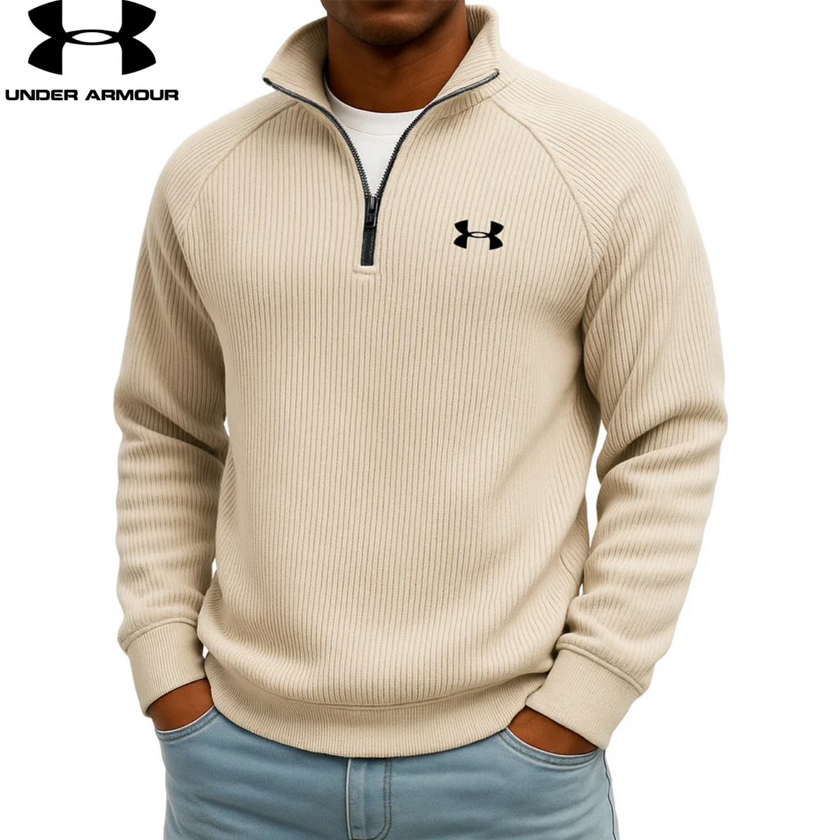 UM- Sweatshirt Quarter-Zip Côtelé