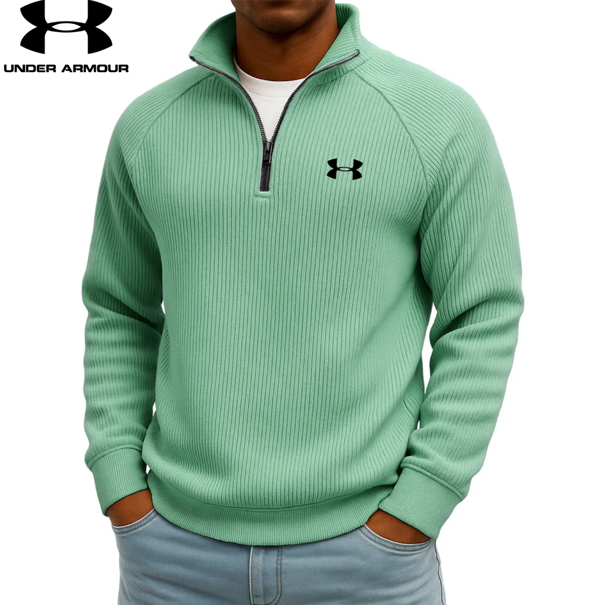 UM- Sweatshirt Quarter-Zip Côtelé