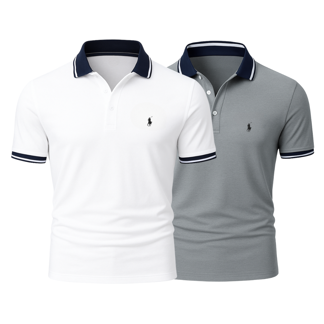 Pack 2 Polos Gris + Blanc
