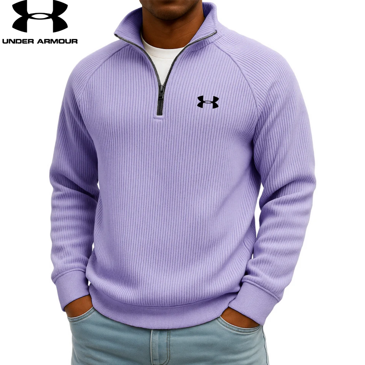 UM- Sweatshirt Quarter-Zip Côtelé