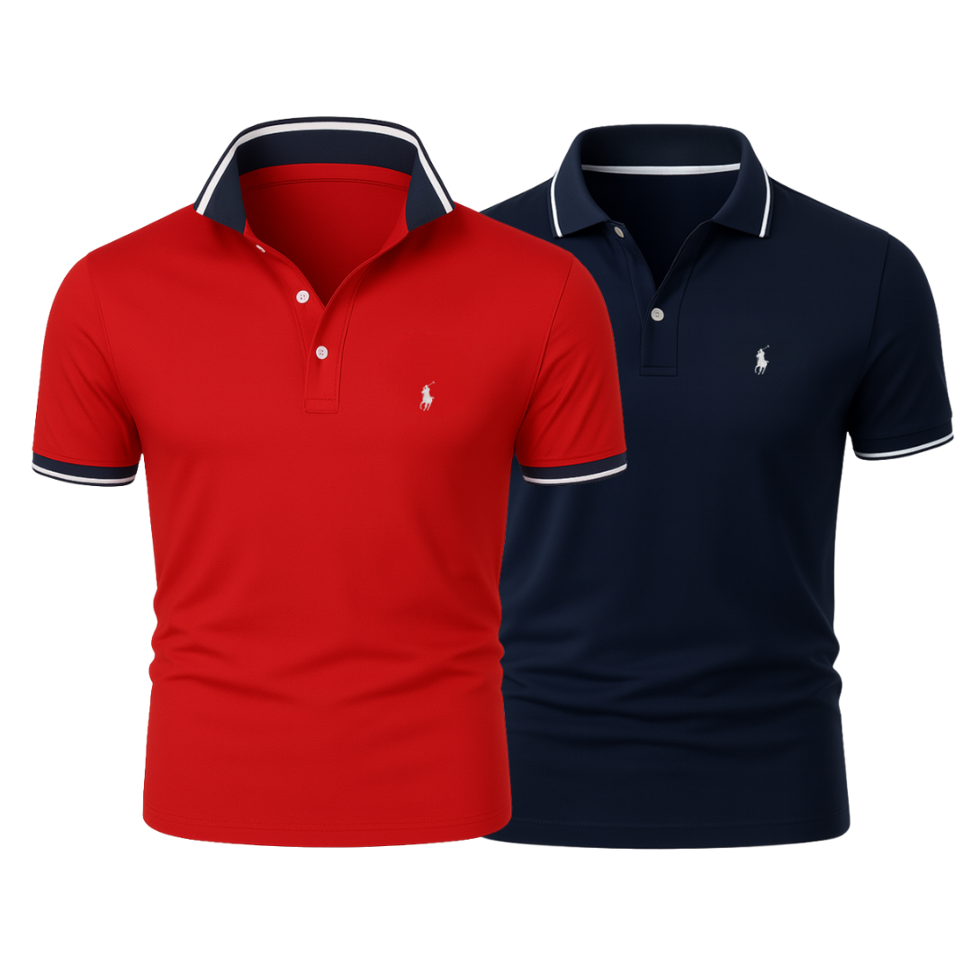 Pack 2 Polos Rouge + Bleu Marine
