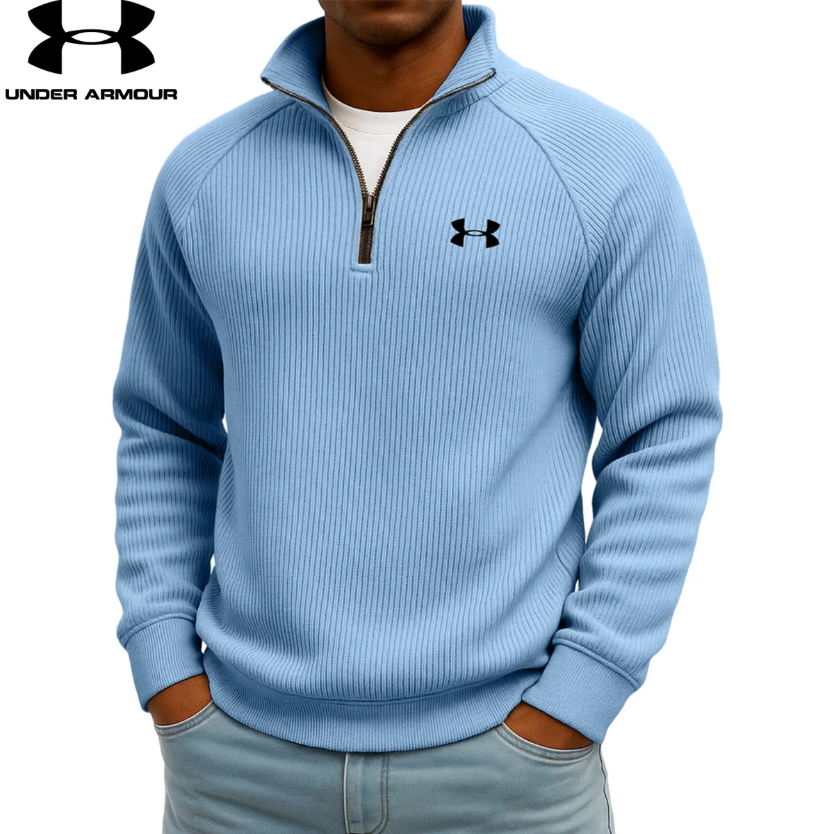 UM- Sweatshirt Quarter-Zip Côtelé