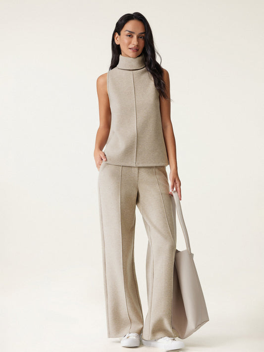 2Pcs Set Split Hem Top
