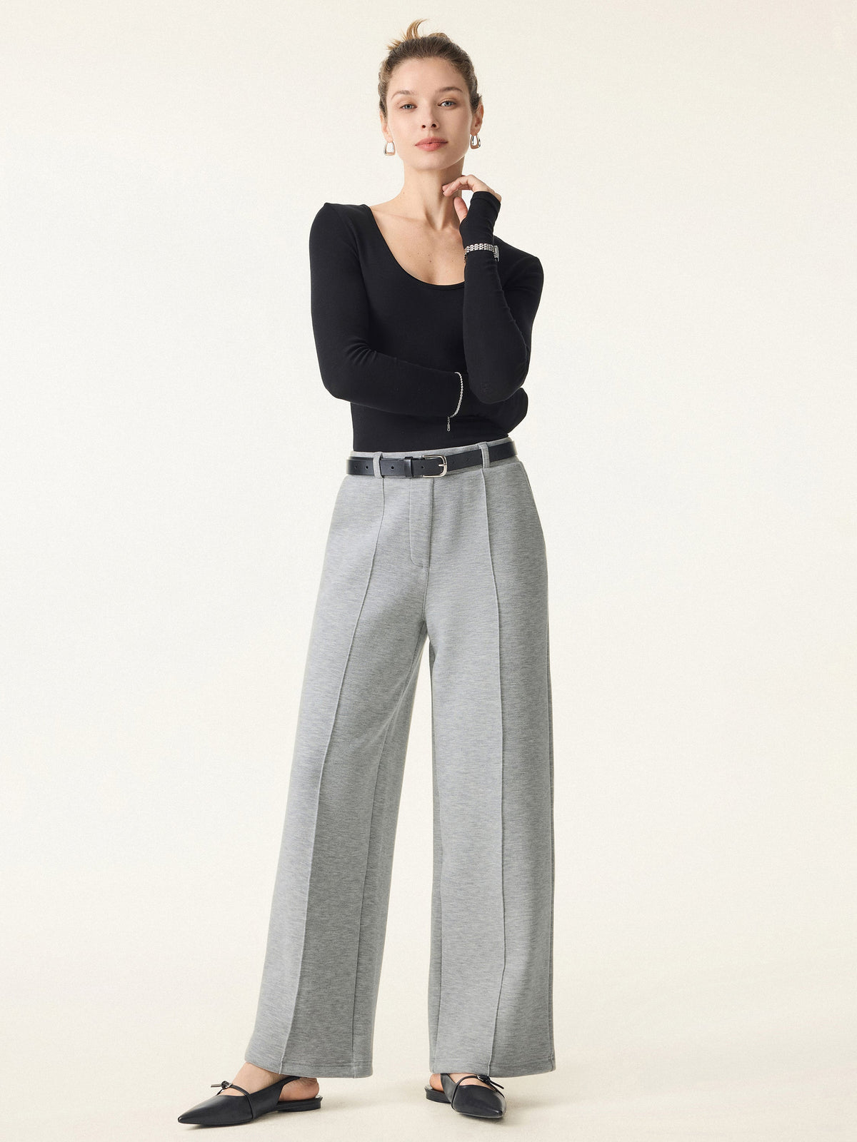 High Waisted Straight Leg Pull On Pant