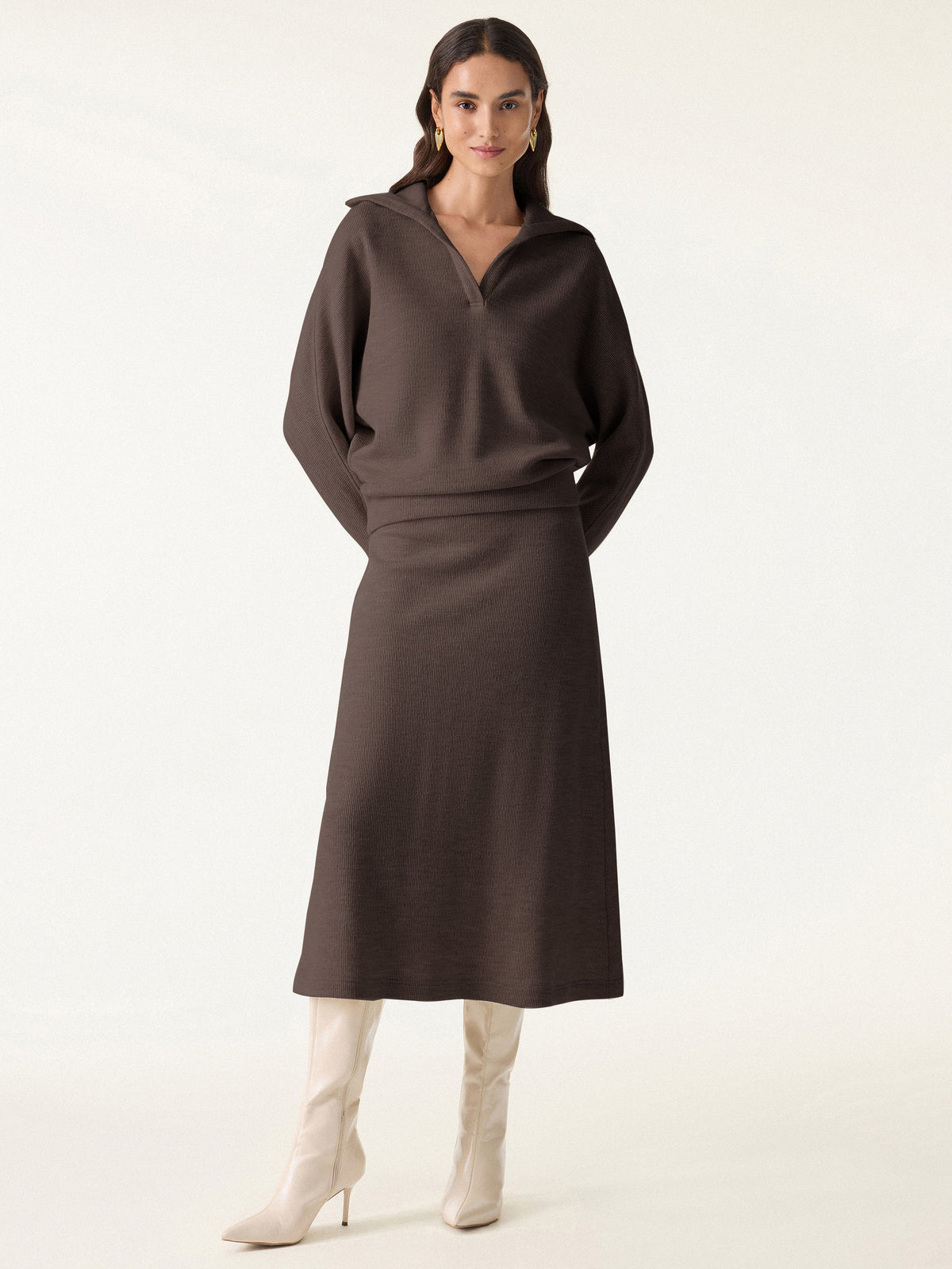 2Pcs Set Collared V-Neck