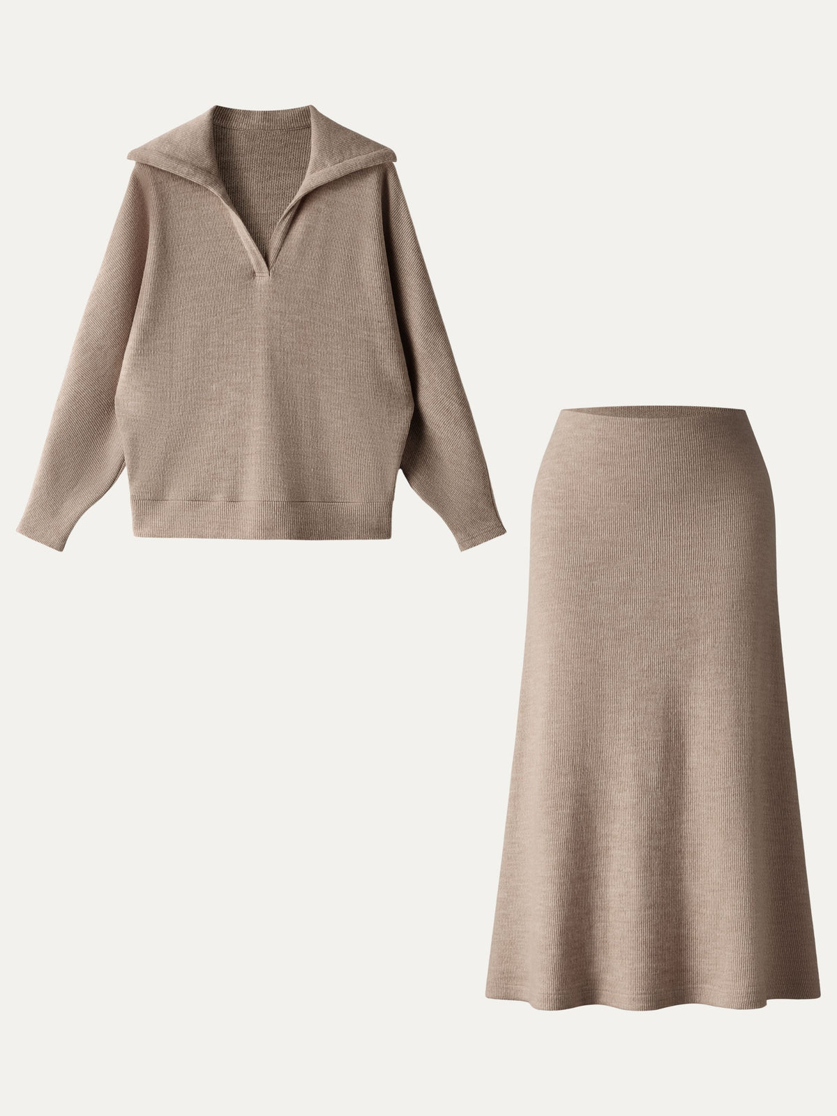 2Pcs Set Collared V-Neck