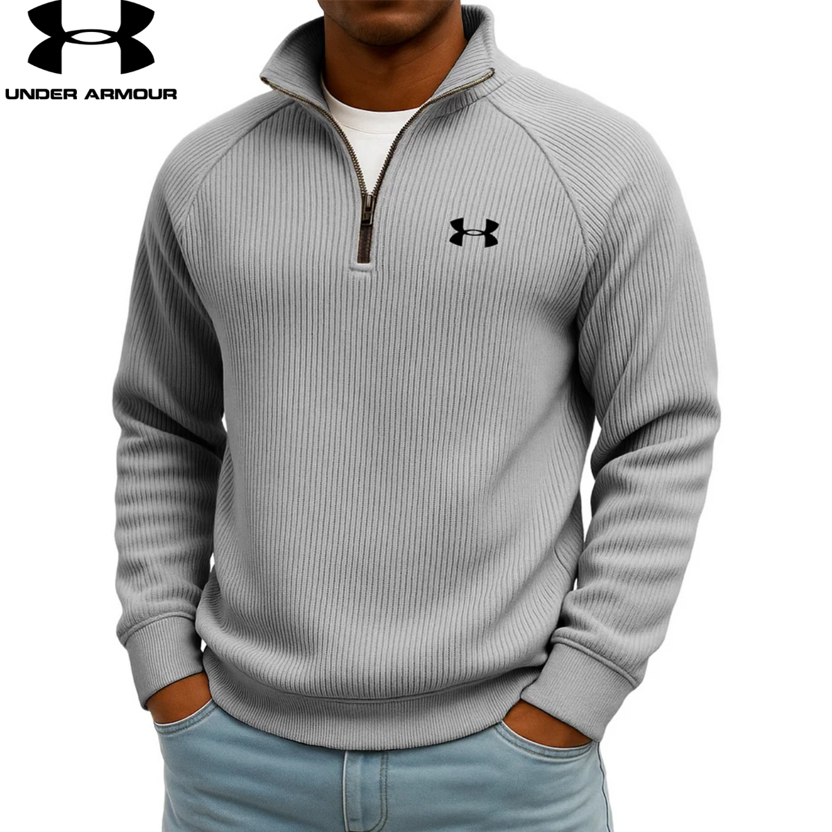 UM- Sweatshirt Quarter-Zip Côtelé