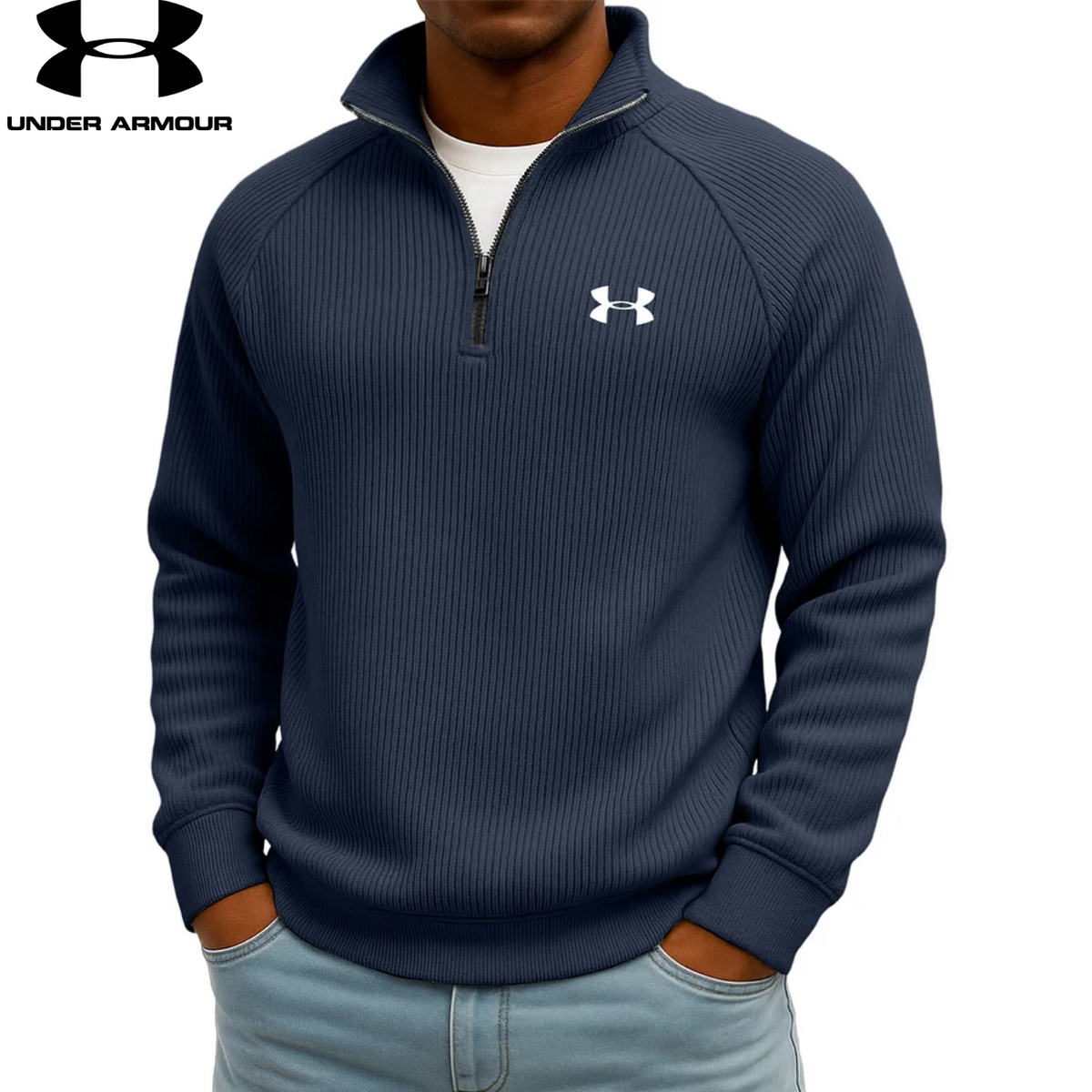 UM- Sweatshirt Quarter-Zip Côtelé
