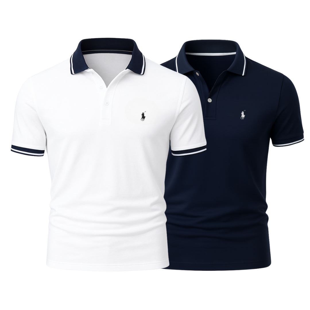 Pack 2 Polos Bleu Marine + Blanc