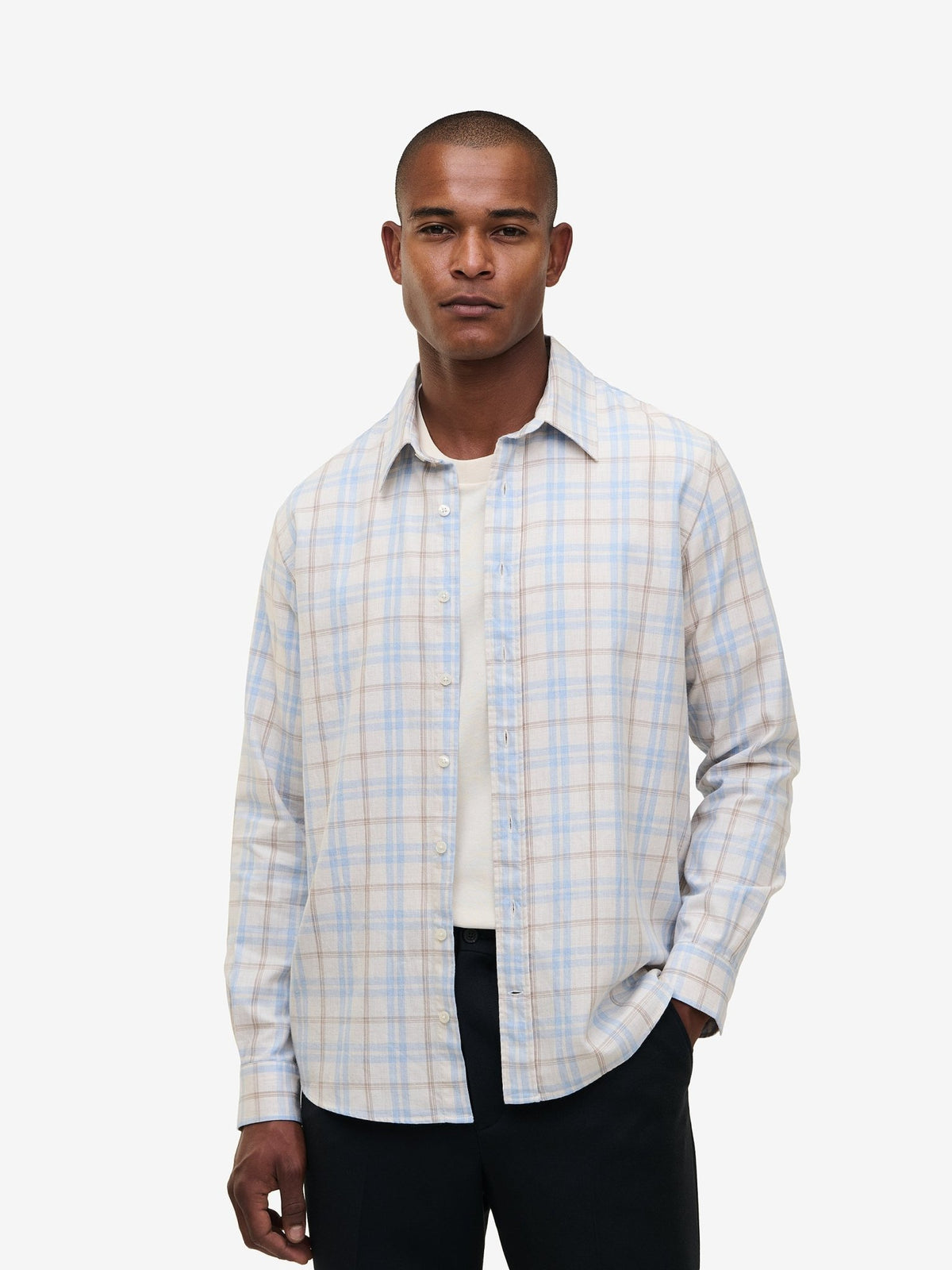 Brookvale Cotton Check Shirt – Off White - Roviane